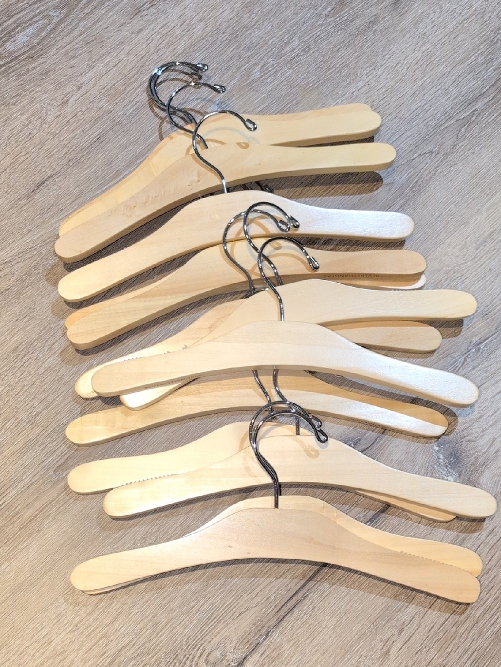 Set of Kids Wooden Clothing Hangers - Natural Wood With Grip